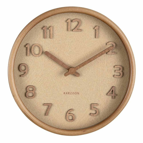Karlsson Horloge ronde en bois Pure grain 22 cm.