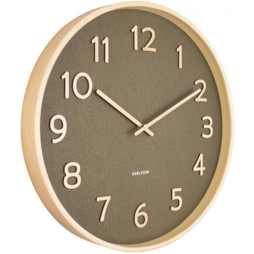Karlsson - Horloge ronde en bois Pure  40 cm vert mousse - Karlsson