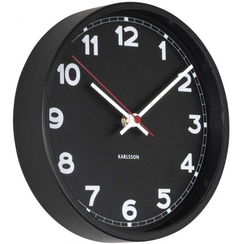 Karlsson - Horloge ronde en métal New classic 20 cm noir - Karlsson