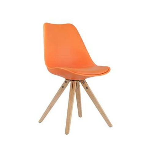 Kasalinea - Chaise style scandinave piétement bois LISA (lot de 2)-L 48,5 x P 52,5 x H 82,5 cm- Orange - Chaises Kasalinea