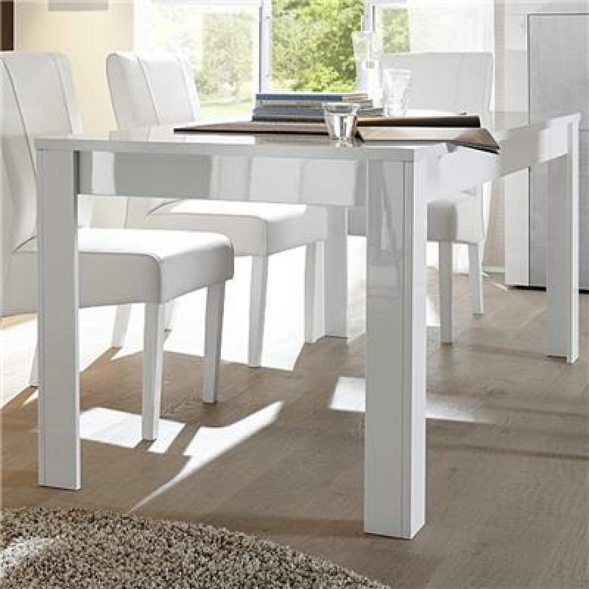 Tables à manger Kasalinea Table à manger blanc laqué brillant design BROOKLYN-L 137 x P 90 x H 79 cm- Blanc