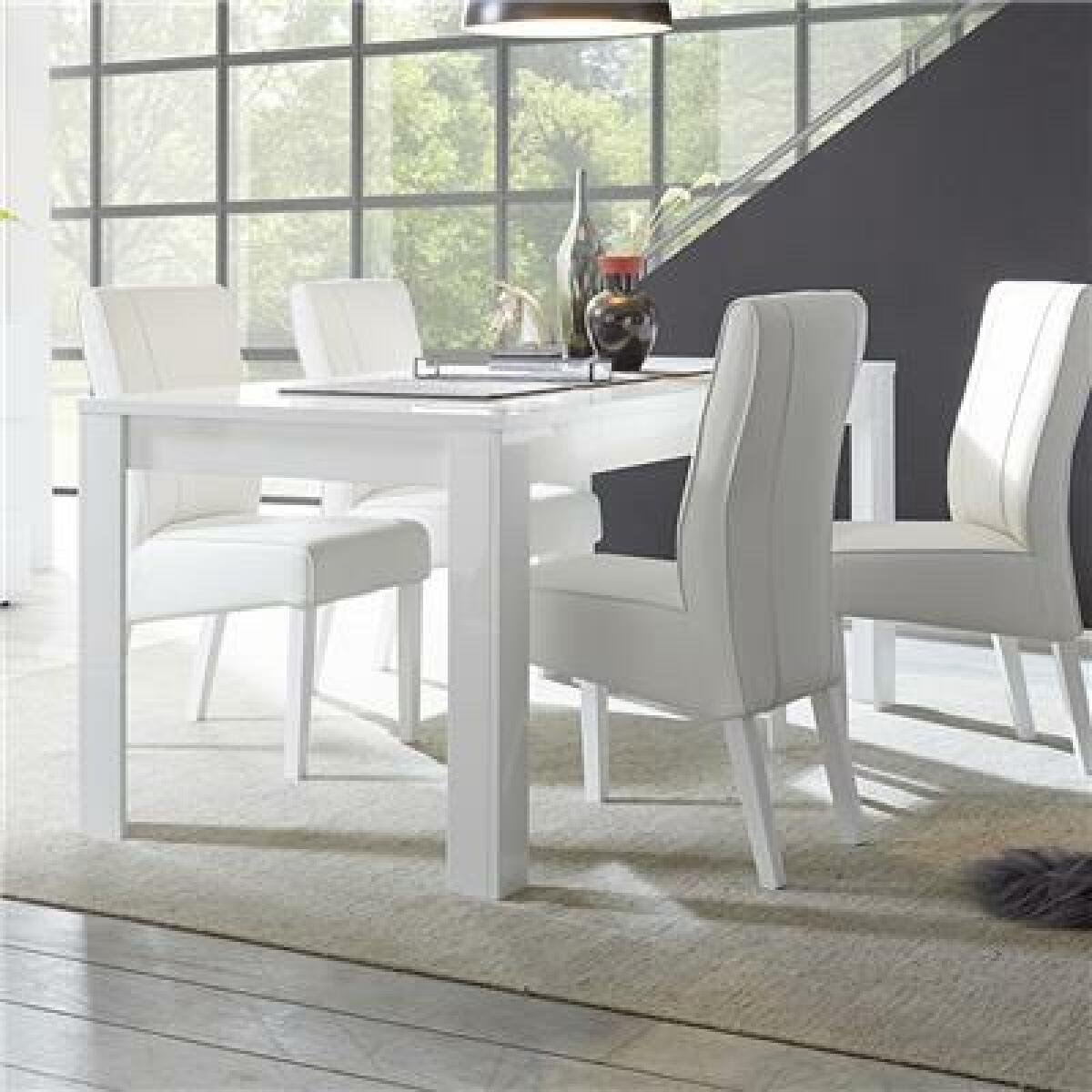 Tables à manger Kasalinea Table à manger blanc laqué brillant design DOMINOS-L 185 x P 90 x H 79 cm- Blanc