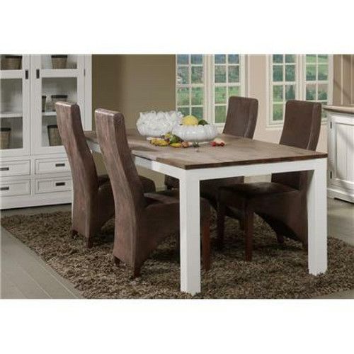 Tables à manger Kasalinea Table à manger contemporaine en bois massif blanc EMELINE-L 180 x P 90 x H 78 cm- Marron