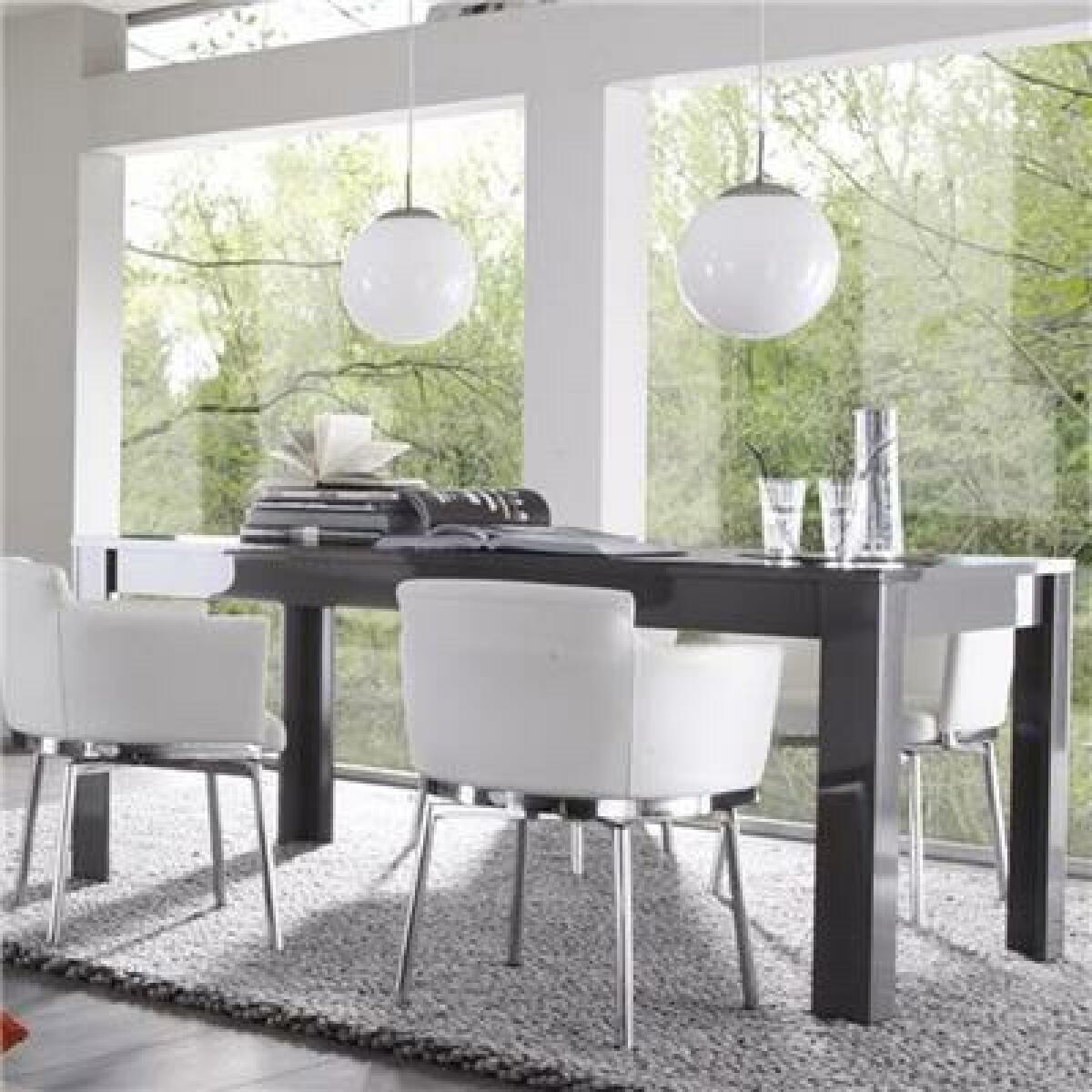 Tables à manger Kasalinea Table à manger design gris laqué brillant DOMINOS 2-L 228 x P 90 x H 75 cm- Gris