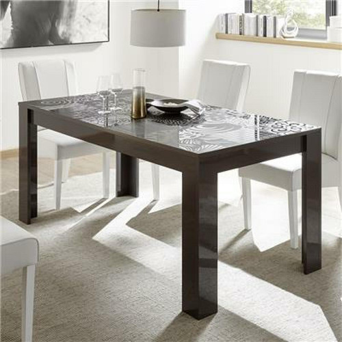 Tables à manger Kasalinea Table avec rallonge 180 cm gris laqué design NERINA 2-L 230 x P 90 x H 79 cm- Gris