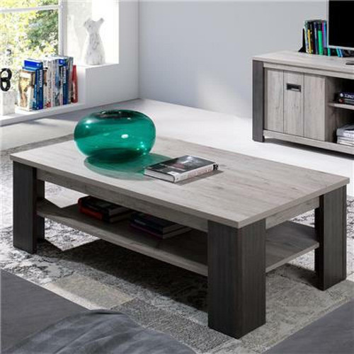 Tables à manger Kasalinea Table basse contemporaine 130 cm couleur chêne gris MELANY-L 130 x P 67 x H 40 cm- Gris