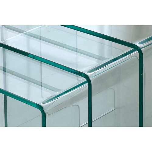 Tables à manger Table basse gigogne en verre CECILIA (jeux de 3)-L 42 x P 42 x H 42 cm- Transparent