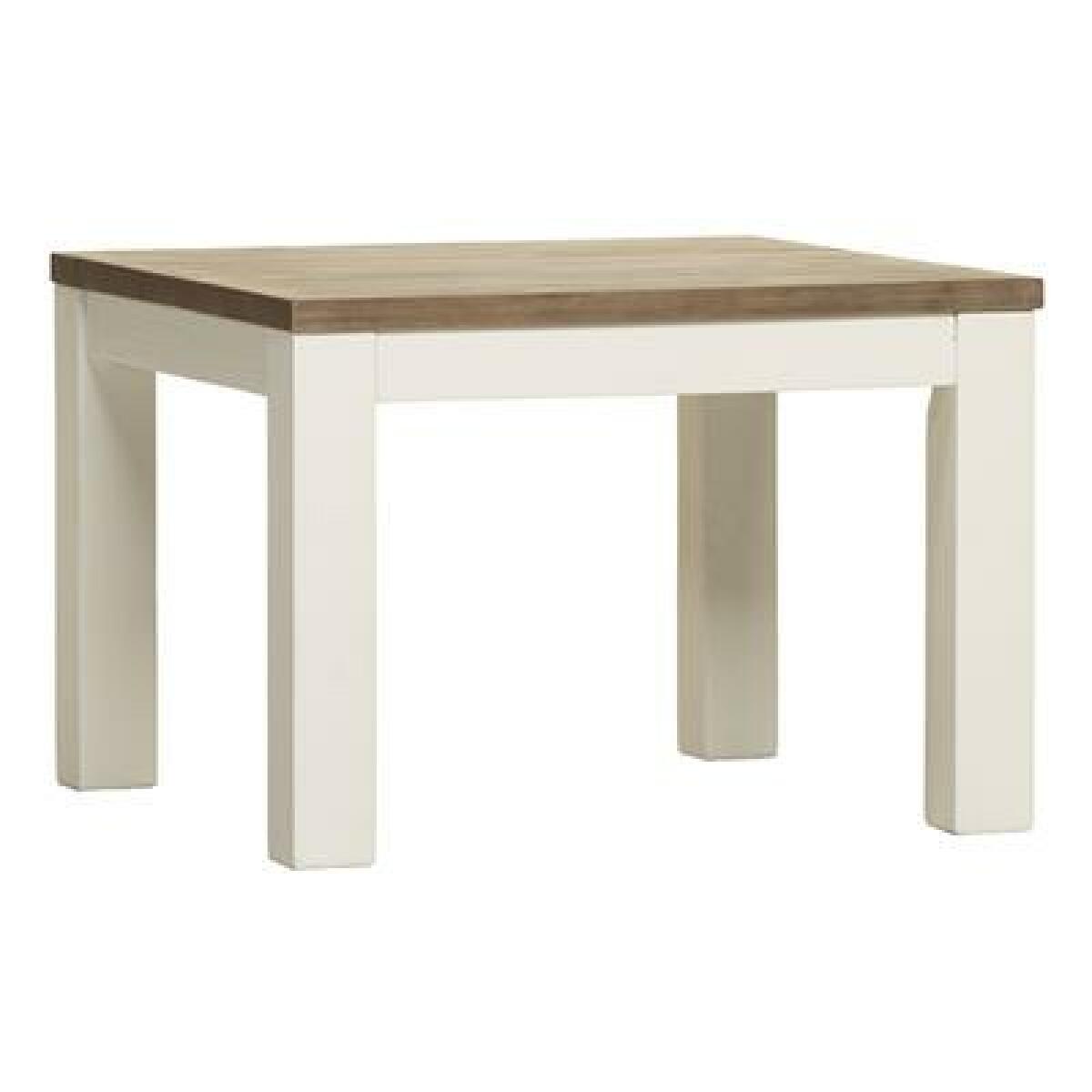 Tables à manger Kasalinea Table d'appoint contemporaine en bois massif blanc EMELINE-L 65 x P 65 x H 45 cm- Marron
