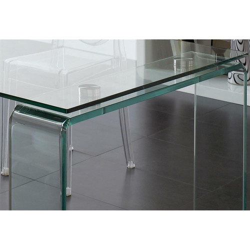 Kasalinea Table de salle à manger en verre design ICE-L 160 x P 90 x H 75 cm- Transparent