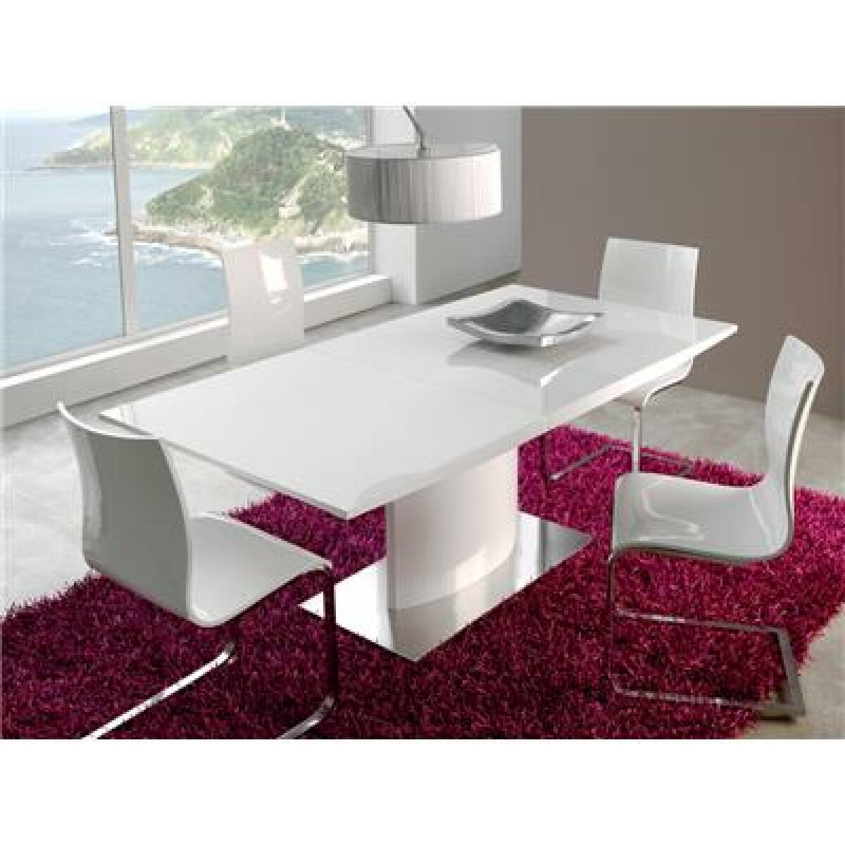 Tables à manger Kasalinea Table de salle à manger extensible blanc laqué design ICARE-L 200 x P 90 x H 76 cm- Blanc