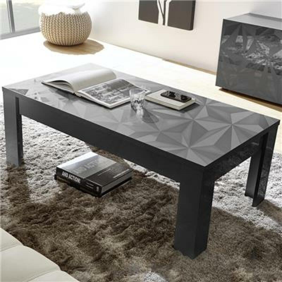 Tables à manger Kasalinea Table de salon grise design laquée NINO 2-L 122 x P 65 x H 45 cm- Gris