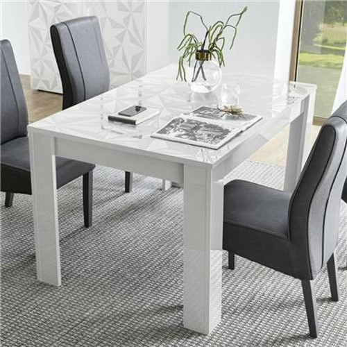 Tables à manger Kasalinea Table extensible 137 cm blanc laqué design NINO-L 185 x P 90 x H 79 cm- Blanc
