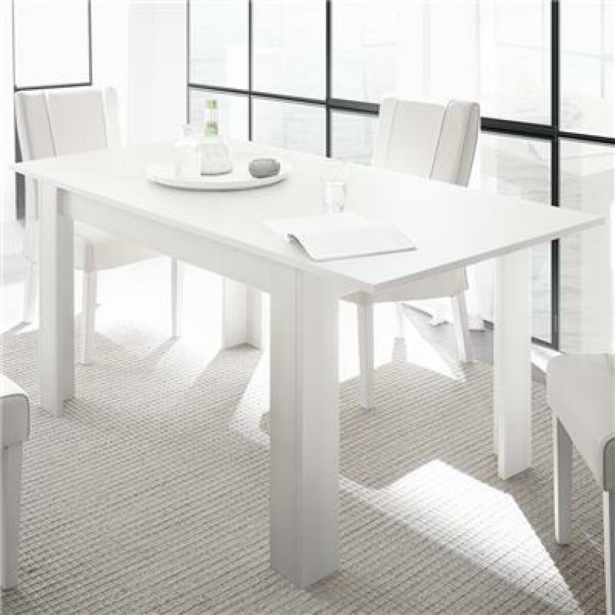 Tables à manger Kasalinea Table extensible 140 cm design blanc laqué AGATHE-L 185 x P 90 x H 79 cm- Blanc