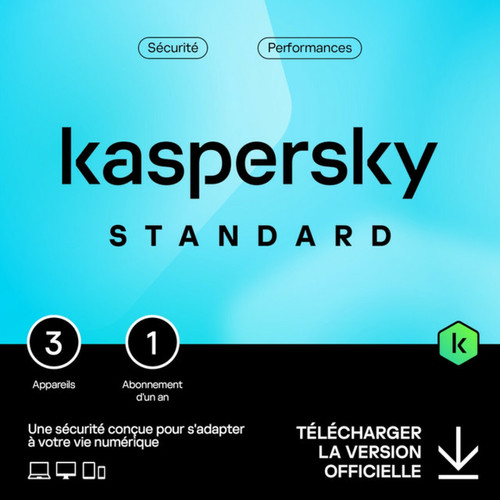 Kaspersky - Kaspersky Standard - Licence 1 an - 3 appareils - A télécharger Kaspersky  - Suite de Sécurité
