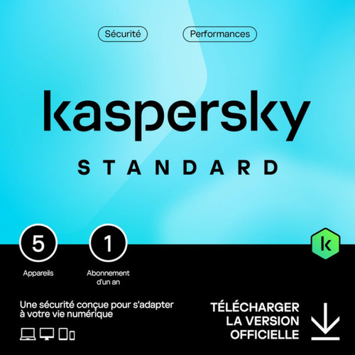 Kaspersky - Kaspersky Standard - Licence 1 an - 5 appareils - A télécharger Kaspersky  - Suite de Sécurité