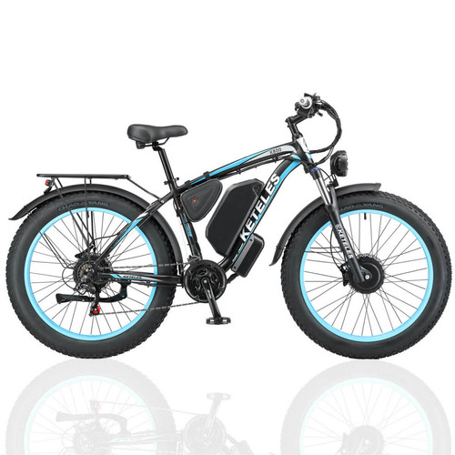 Vélo électrique KETELES Vélo électrique KETELES K800 Bleu 2 × 1000W double moteurs 23AH batterie électrique 26 "pouces E-Bike