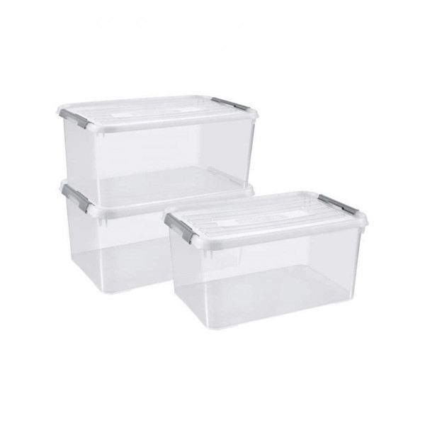 Casiers de rangement Keter CURVER | Lot de 3 handy box - 50L, TRANSPARENT, 60x40x40,9 cm