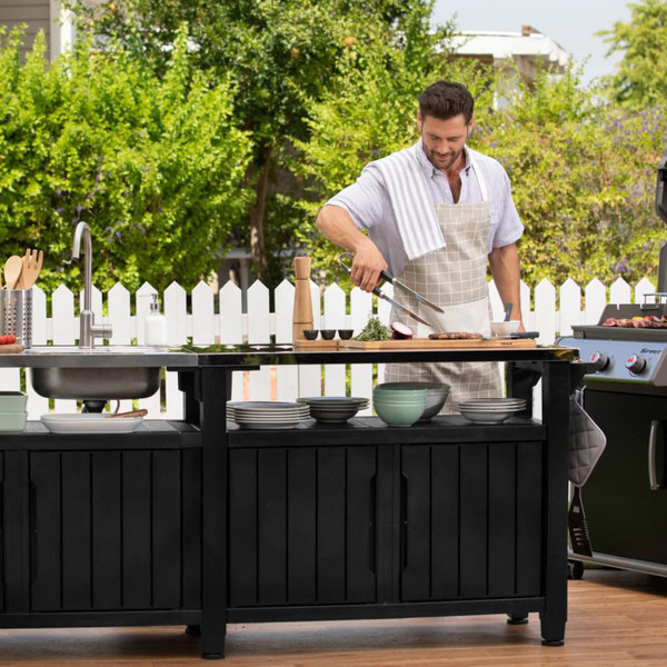 Tables de jardin Keter Table multifonctionnelle de barbecue Unity Plus Aspect de bois