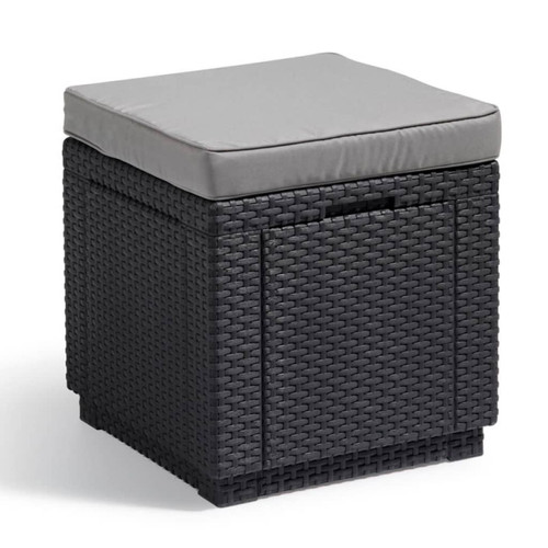 Keter - Keter Pouf de rangement Cube avec coussin Graphite Keter  - Marchand Vidaxl