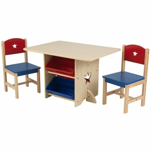 KidKraft - Table, chaises et bac rangement enfant en bois Etoile. KidKraft  - Table rangement enfant