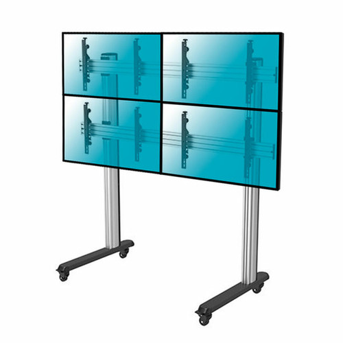Kimex - Support sur pieds mur d'images pour 4 écrans TV 45"-55" hauteur 175cm à roulettes Kimex   - Kimex