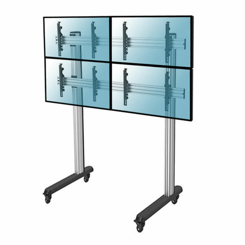 Kimex - Support sur pieds mur d'images pour 4 écrans TV 45"-55" hauteur 240cm à roulettes - Kimex