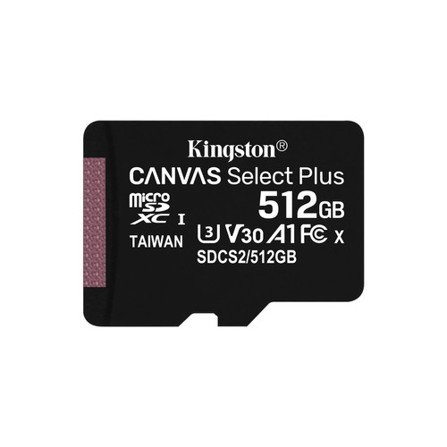 Kingston - Kingston Technology Canvas Select Plus 512 Go SDXC UHS-I Classe 10 Kingston  - Carte Micro SD 512 go