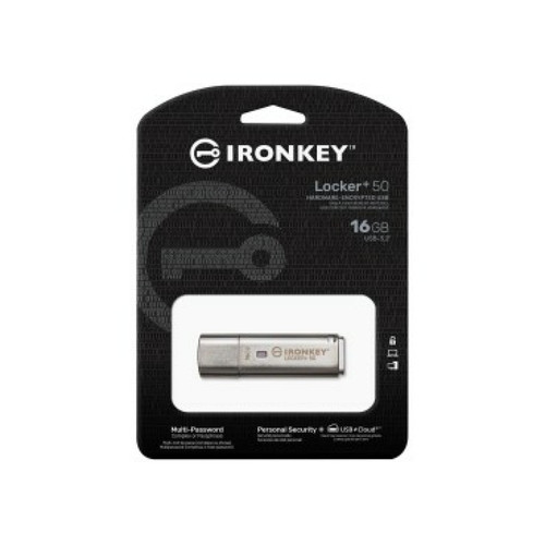 Kingston Kingston Technology IronKey Locker+ 50 lecteur USB flash 16 Go USB Type-A 3.2 Gen 1 (3.1 Gen 1) Argent