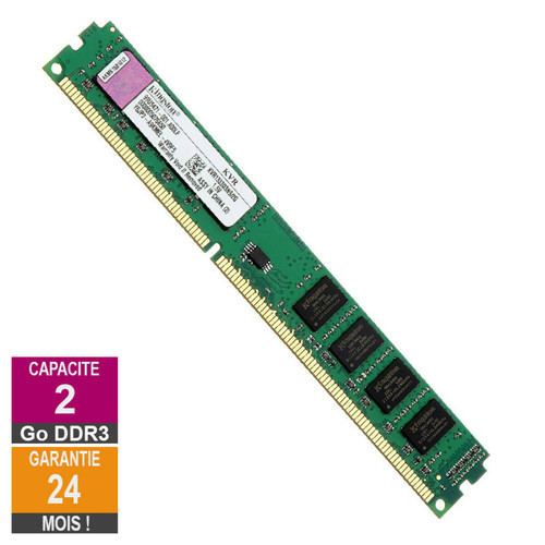 RAM PC Kingston Barrette Mémoire 2Go RAM DDR3 Kingston KVR1333D3N9/2G LP DIMM PC3-10600U