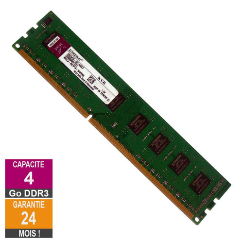 Kingston - Barrette Mémoire 4Go RAM DDR3 Kingston KVR1333D3N9/4G DIMM PC3-10600U - Memoire pc reconditionnée