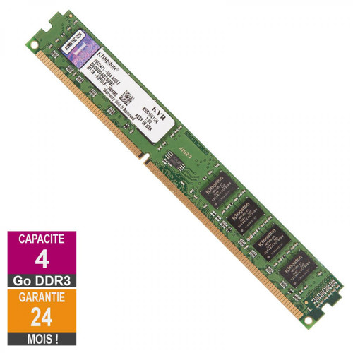 Kingston - Barrette Mémoire 4Go RAM DDR3 Kingston KVR16N11/4 DIMM PC3-12800U - Memoire pc reconditionnée