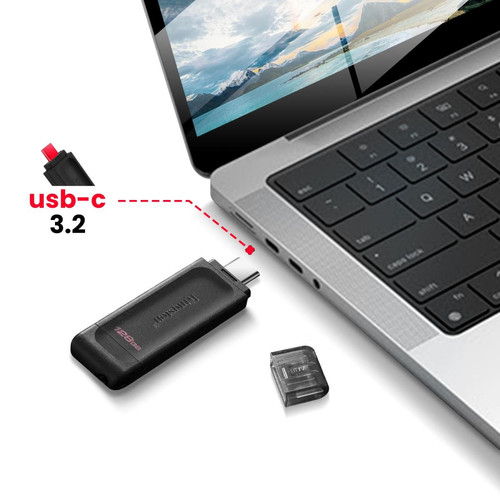 Kingston Clé USB-C 3.2, Mémoire 128GB, Kingston