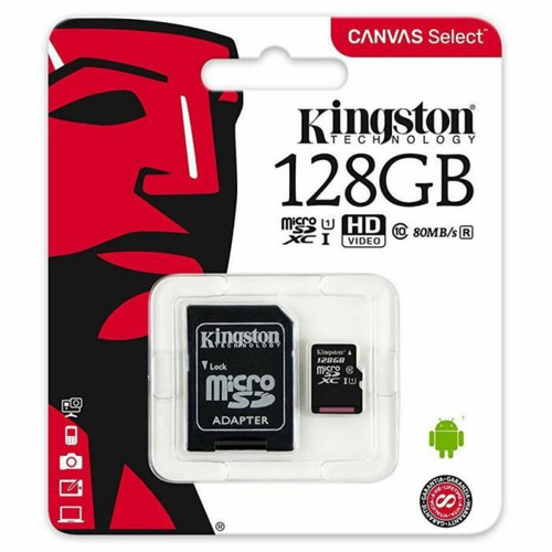 Kingston - Kingston Canvas Select SDCS - Carte mémoire microSDXC UHS-I U1 128 Go micro SD avec adaptateur SD Kingston - Carte mémoire