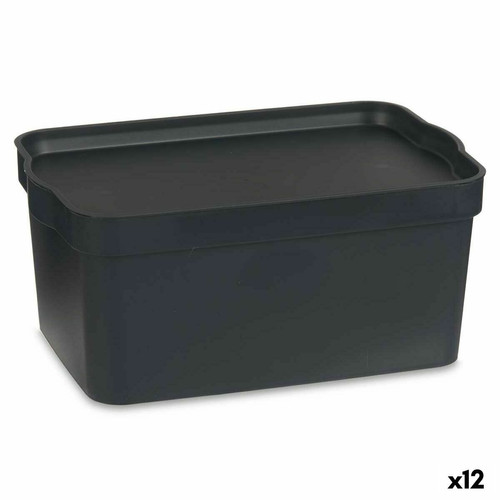 Kipit - Boîte de rangement avec couvercle Anthracite Plastique 7,5 L 21 x 14,2 x 32 cm (12 Unités) Kipit  - Petit rangement