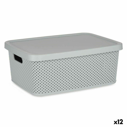Boîte de rangement Kipit Boîte de rangement avec couvercle Gris Plastique 13 L 28 x 15 x 39 cm (12 Unités)