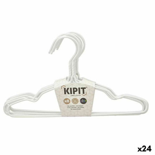 Kipit - Jeu de porte-manteaux Enfant 30 x 18 x 1 cm Blanc Métal Silicone (24 Unités) Kipit  - Bonnes affaires Cintre