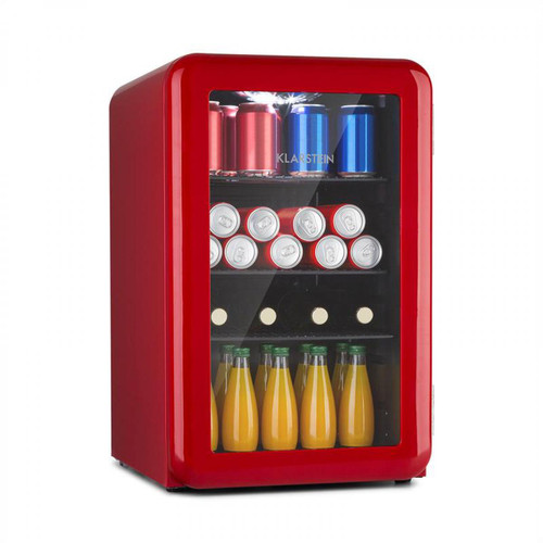 Klarstein - Réfrigérateur à boissons - Klarstein PopLife -  70 litres, Double porte vitrée - Design rétro rouge - Mini Bar