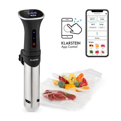 Klarstein - Klarstein Quickstick Smart Cuiseur sous vide 1200W , pompe de circulation 3D , contrôle par application - Inox noir - Klarstein