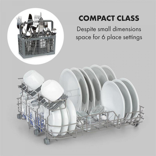 Lave-vaisselle Lave-vaisselle compact - Klarstein Azuria -  6 couverts - 7 programmes de lavage - Pose libre - Porte vitrée - Blanc