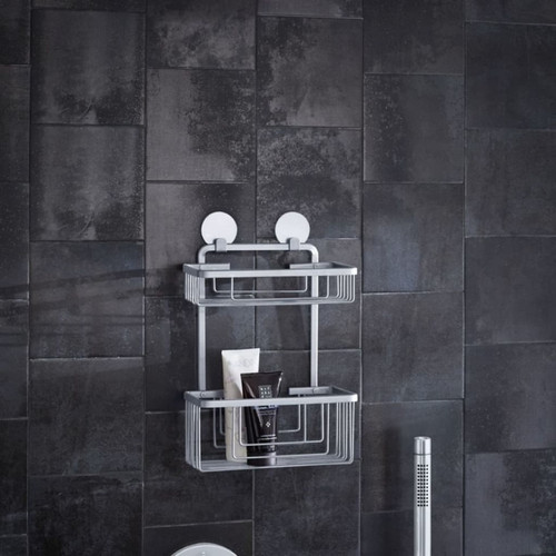 Kleine Wolke - Kleine Wolke Support pour douche double rectangulaire Rocco Aluminium Kleine Wolke  - Meubles de salle de bain Basalte