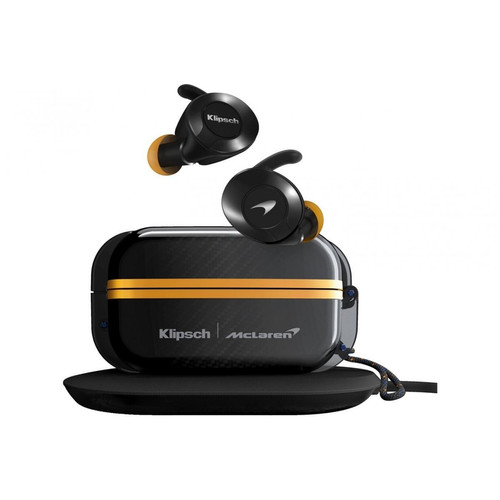 Klipsch - Ecouteurs Intra True Wireless Sport Mc Laren Edition, boitier étanche et chargeur induction fournis - Klipsch