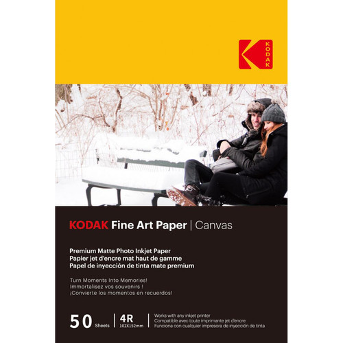 Kodak - KODAK - 50 feuilles de papier photo 230g/m², mat, Format A6 (10x15cm), Impression Jet d'encre effet toile - 9891091-- - Kodak