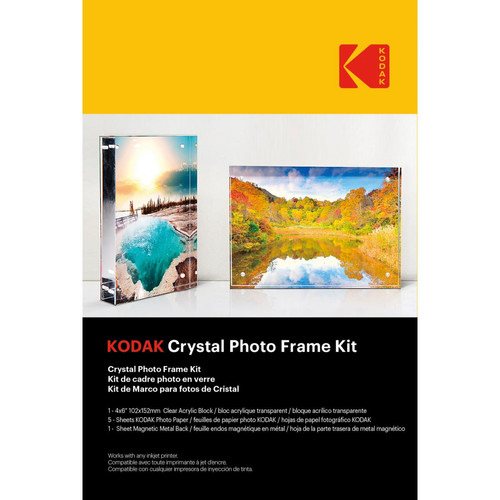 Kodak - KODAK - Cadre transparent, Format A6 (10x15cm) avec 5 feuilles de papiers photos et une feuille magnétique, Impression Jet d'encre - 9891098-- - Kodak