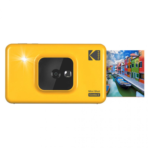 Kodak -KODAK Mini Shot Combo 2 C210 - Appareil Photo Instantané (Photo format Carte de Crédit 5,3 x 8,6 cm - 2,1 x 3,4 '', Écran LCD 1,7'', Bluetooth, Batterie Lithium, Sublimation Thermique 4Pass, 8 photos incluses) Jaune-Jaune-2.1 x 3.4'' Kodak  - Kodak