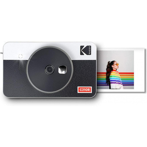 Kodak - KODAK Mini Shot Combo 2 Retro C210R - Appareil Photo Instantané (Photo format Carte de Crédit 5,3 x 8,6 cm - 2,1 x 3,4 '', Écran LCD 1,7'', Bluetooth, Batterie Lithium, Sublimation Thermique 4Pass, 8 photos incluses) Blanc & Noir-Blanc-2.1 x 3.4'' - Appareil compact