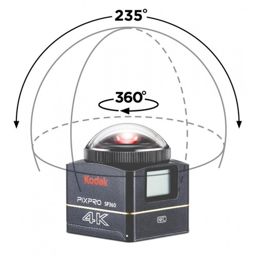 Kodak - KODAK Pixpro SP360 4K Action Cam Noir - Pack Extrême - Caméra numérique 360° - Vidéo 4K - Accessoires inclus - Bonnes affaires Caméscopes numériques