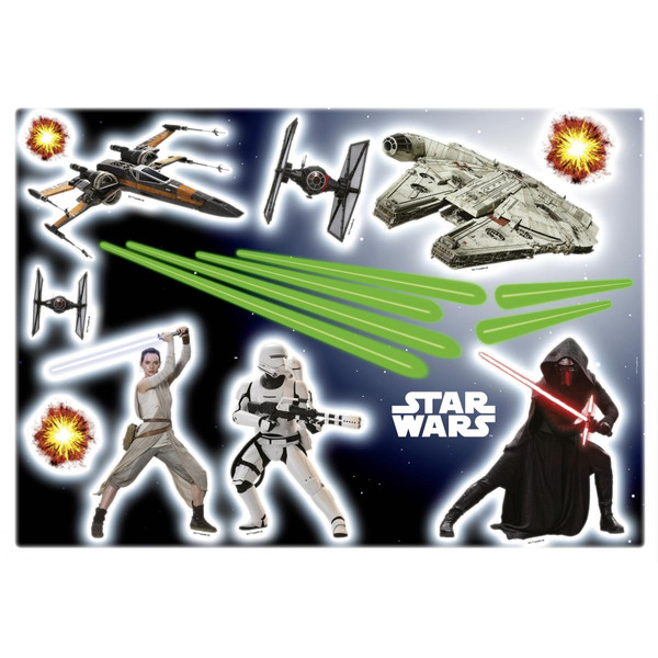 Décoration chambre enfant Komar 17 Stickers géant War Star Wars Rey, stormtrooper, et vaisseaux spaciaux  50 x 70 cm