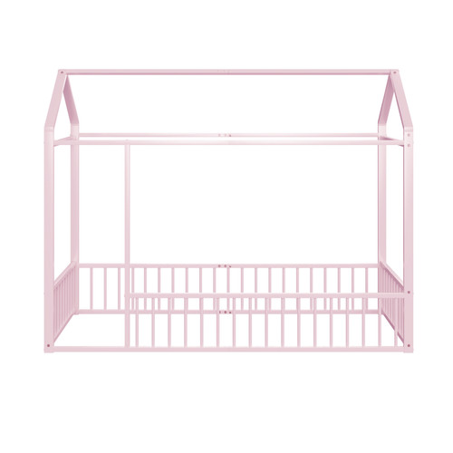 KOMHTOM - Lit d'enfant Rose 90 x 200 lit en métal maison cadre de lit avec clôture convient pour les enfants adolescent，filles, garçons KOMHTOM  - Lit enfant Rose