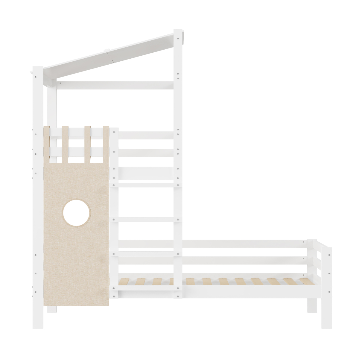 Blanc 90x200 lits superposés pour enfants avec toit lit en bois massif de haute qualité avec cadre à Lattes