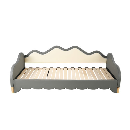 KOMHTOM - Lit rembourré gris 90 (180) * 190cm, 2 en 1 canapé - lit multifonction avec éclairage LED et sommier à Lattes KOMHTOM  - Chambre Enfant